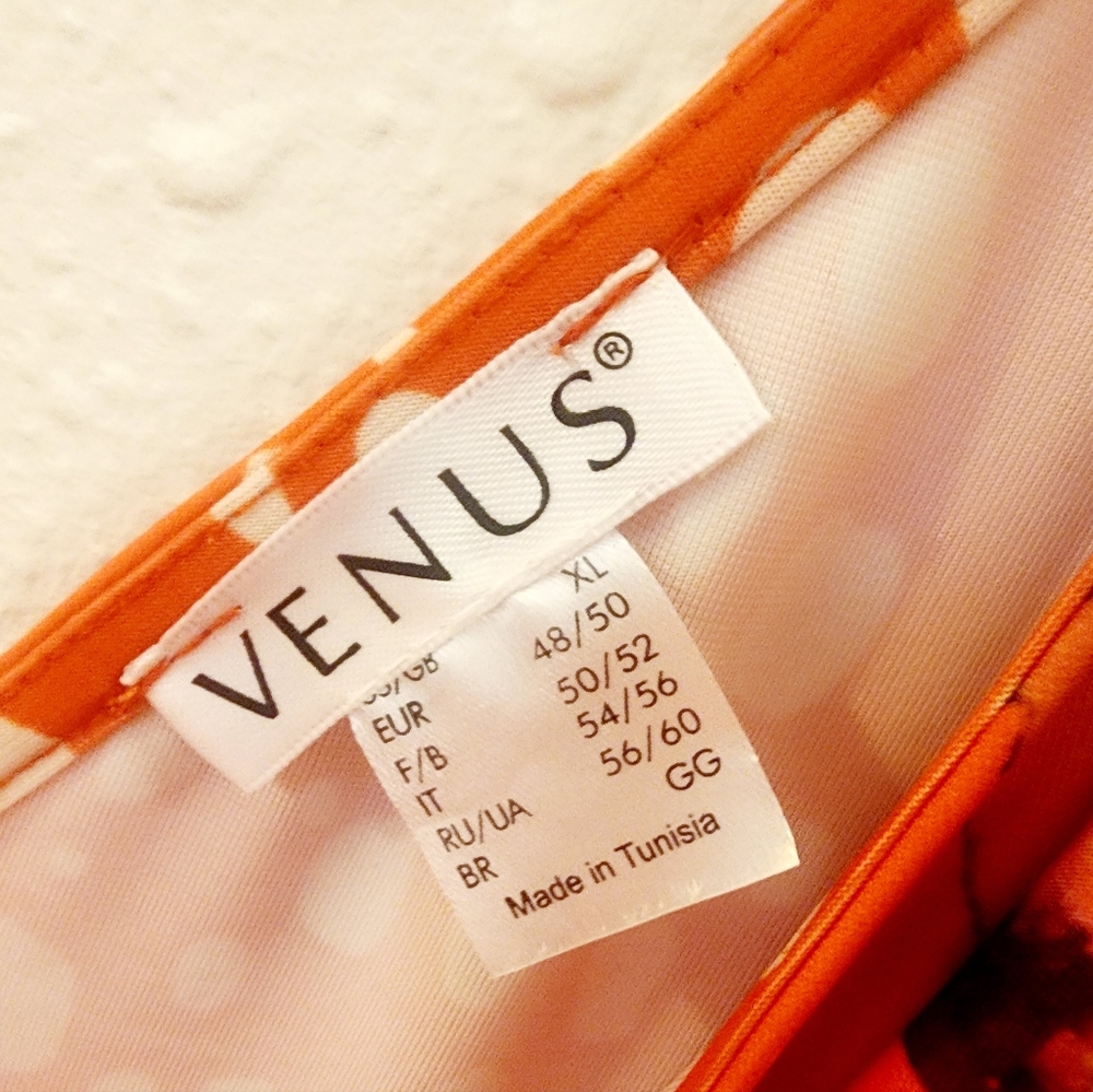SZ XL VENUS ORANGE FLORAL FAUX WRAP DRESS - Picture 3 of 6